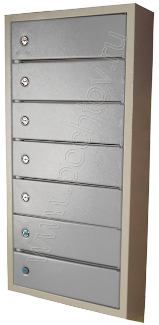 Антивандальный почтовый ящик АПЯ-6 Серый (АВ-6) без задней стенки 6-секционный для подъездов комбинированного серого цвета с замками тонкий (840x380x130 мм)
