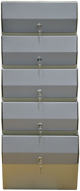 Вид спереди на почтовый ящик Компакт-5 Серый с оригинальными дверцами
