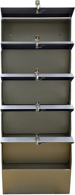 Почтовый ящик Компакт-5 Серый с открытыми дверцами, которые фиксируются в открытом виде