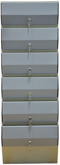 Вид спереди на почтовый ящик Компакт-6 Серый с оригинальными дверцами