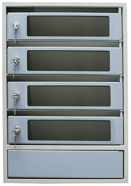 Почтовый ящик ШАП-4ВС Серый со стеклянными вставками в дверцах
